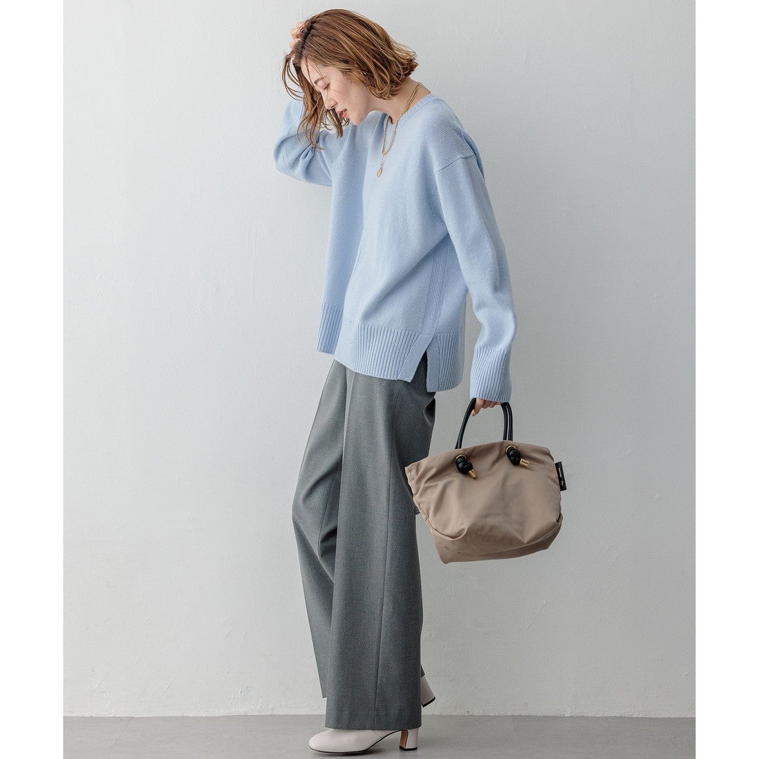 23区 【洗える】カシミヤブレンド クルーネック ニット （ピンク系