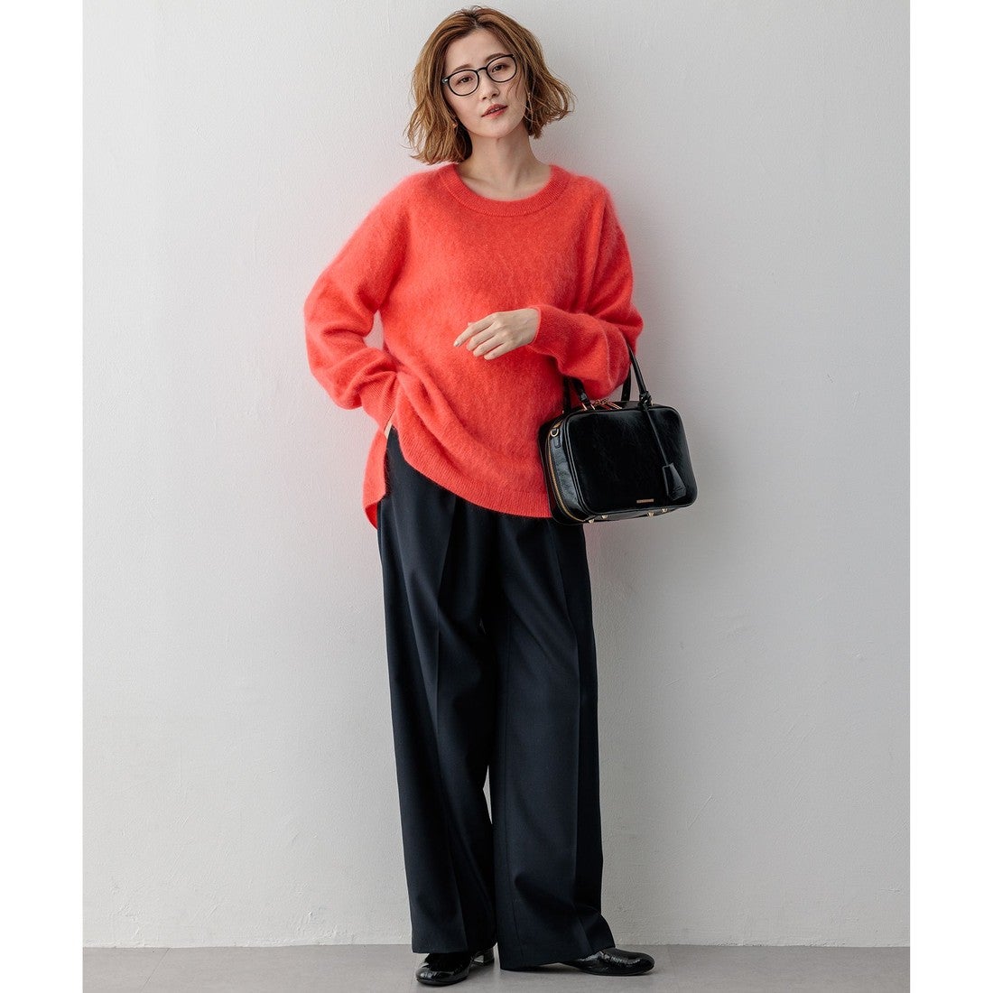 23区 ウールカシミヤシャギー ニット （オレンジ系） -アウトレット