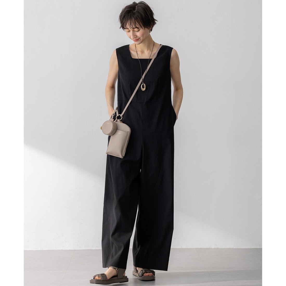 新品】VENIT リネン レーヨン オールインワン ホワイト 38サイズ 新品