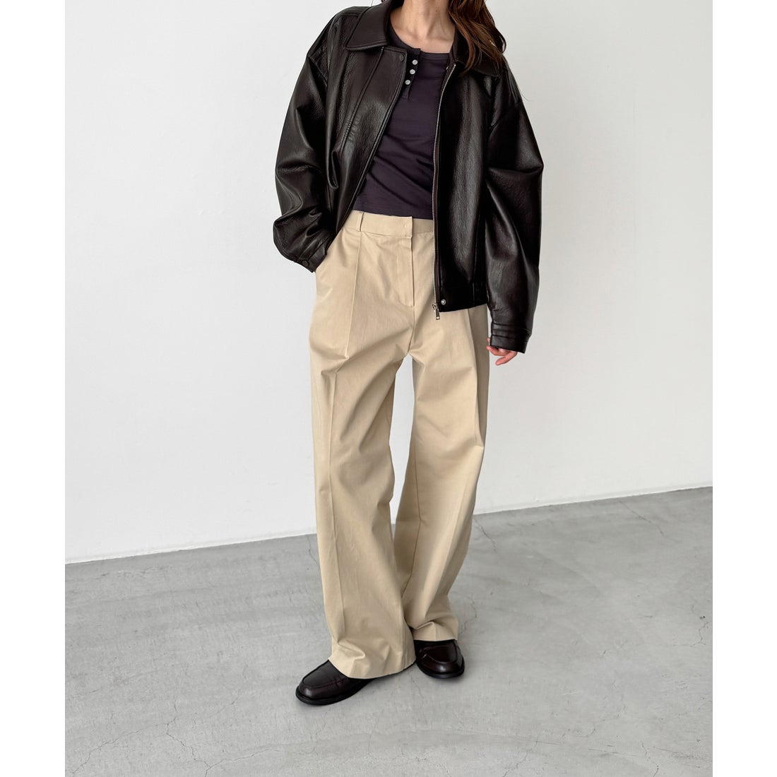 キャナルジーン CANAL JEAN diggity 合皮ブルゾン （ブラウン） -靴