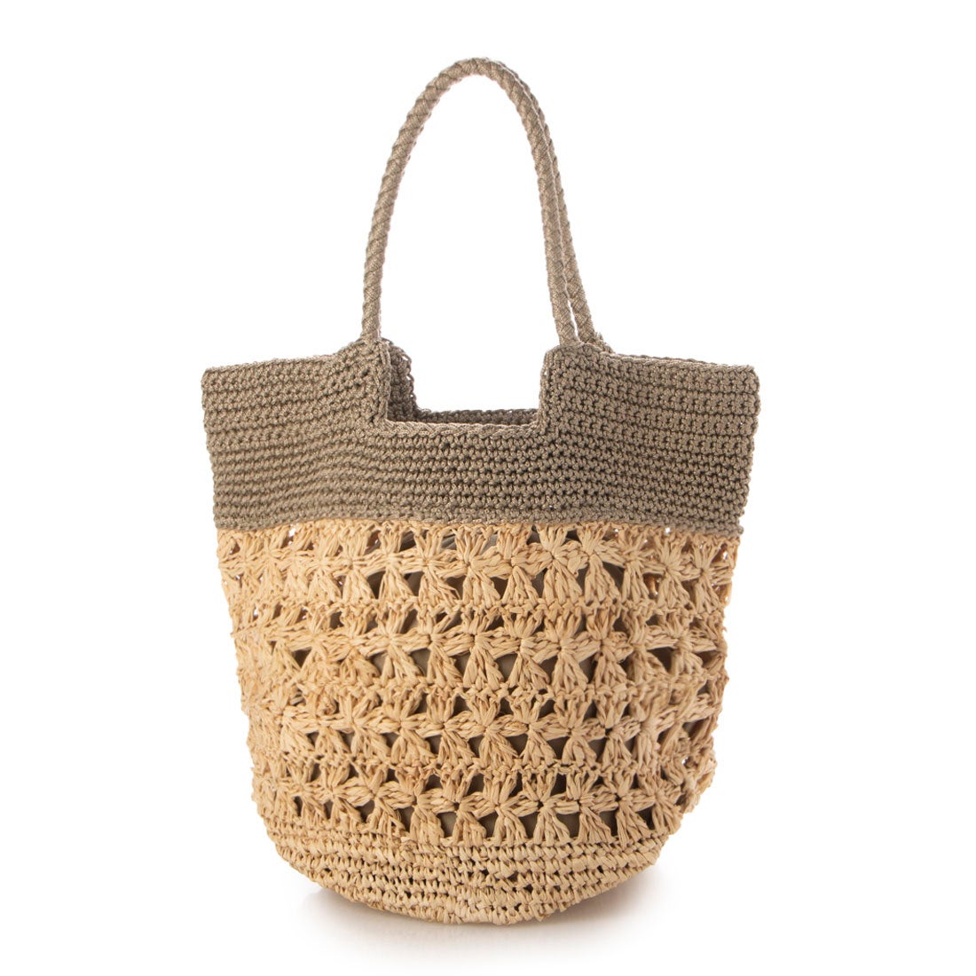 カシュカシュ cache cache ラフィア切り替え編みトートバッグ （OK