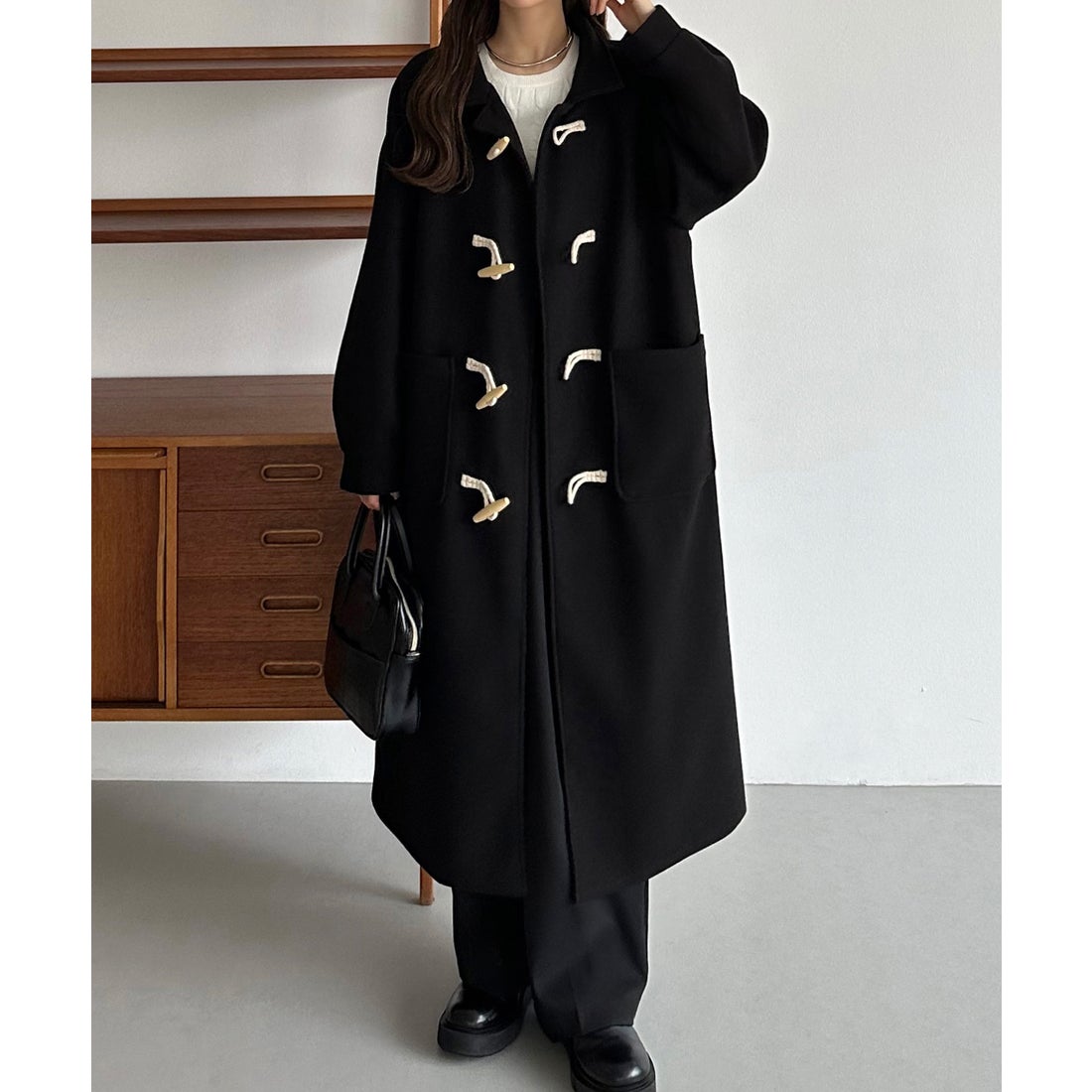 カラウティア callautia callautia オーバーダッフルコート （ブラック