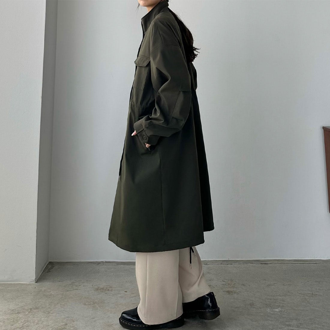 カラウティア callautia スタンドカラーモッズコート （カーキ