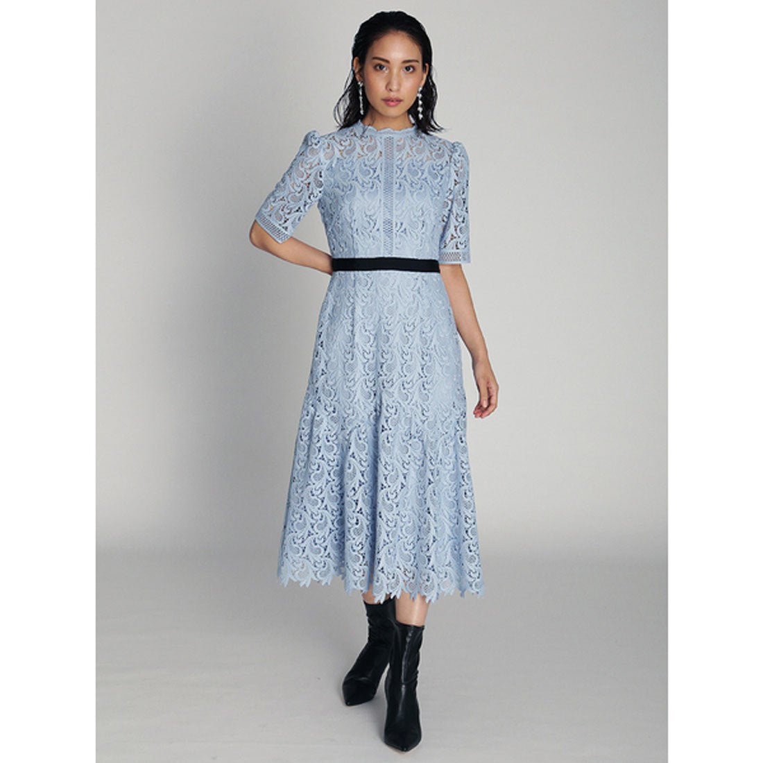 セルフォード CELFORD リーフレースワンピース （サックス） -靴