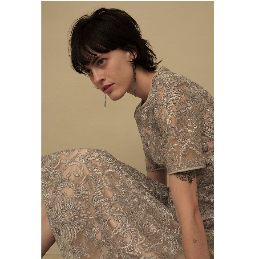 セルフォード CELFORD コード刺繍レースワンピース （ブラック