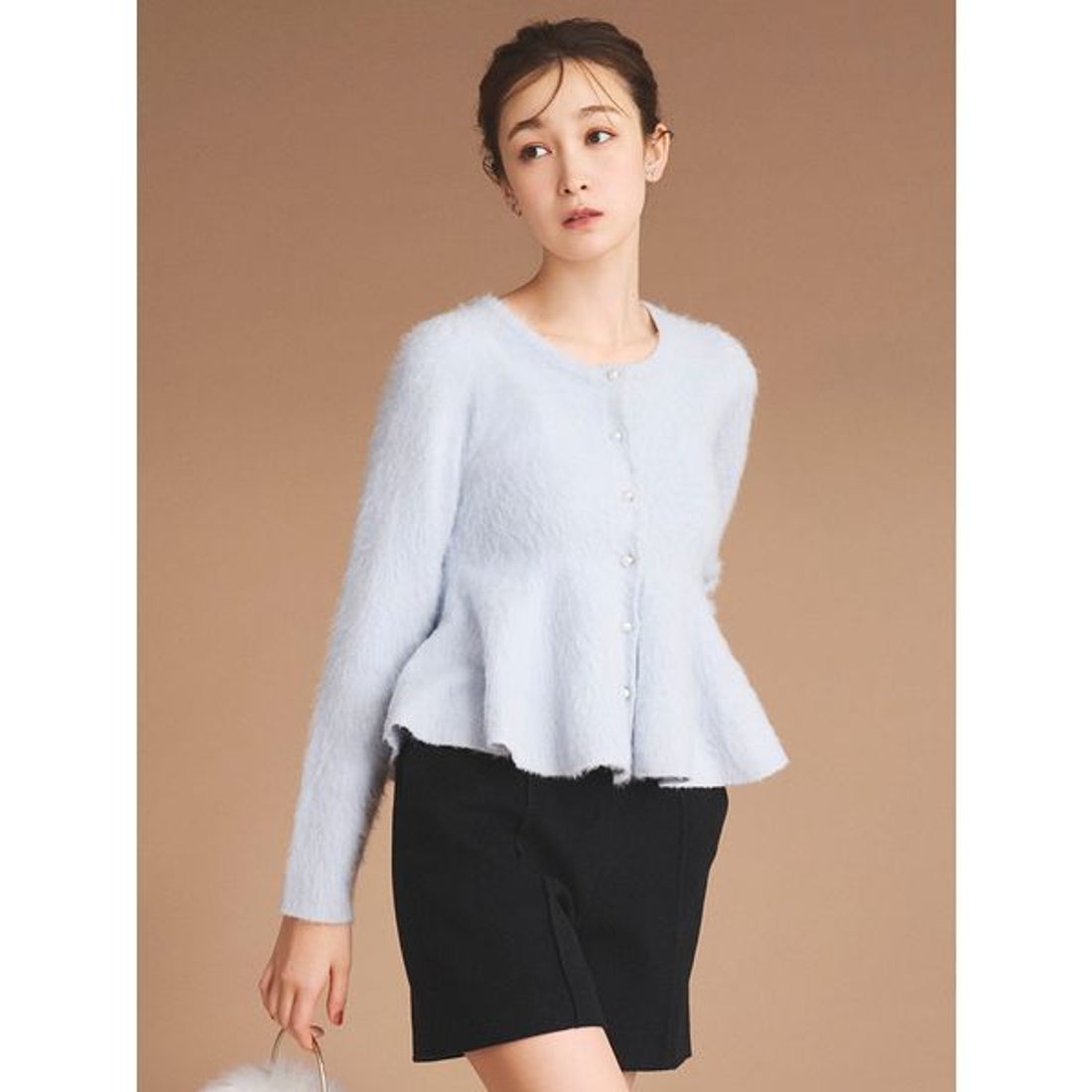 セルフォード CELFORD ファーライクペプラムカーディガン （SAX