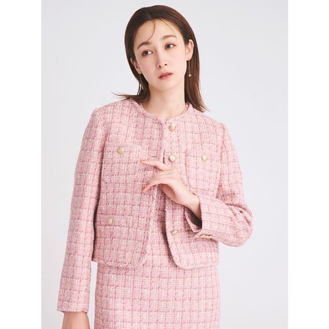 セルフォード CELFORD パイピングデザインツイードジャケット （PNK