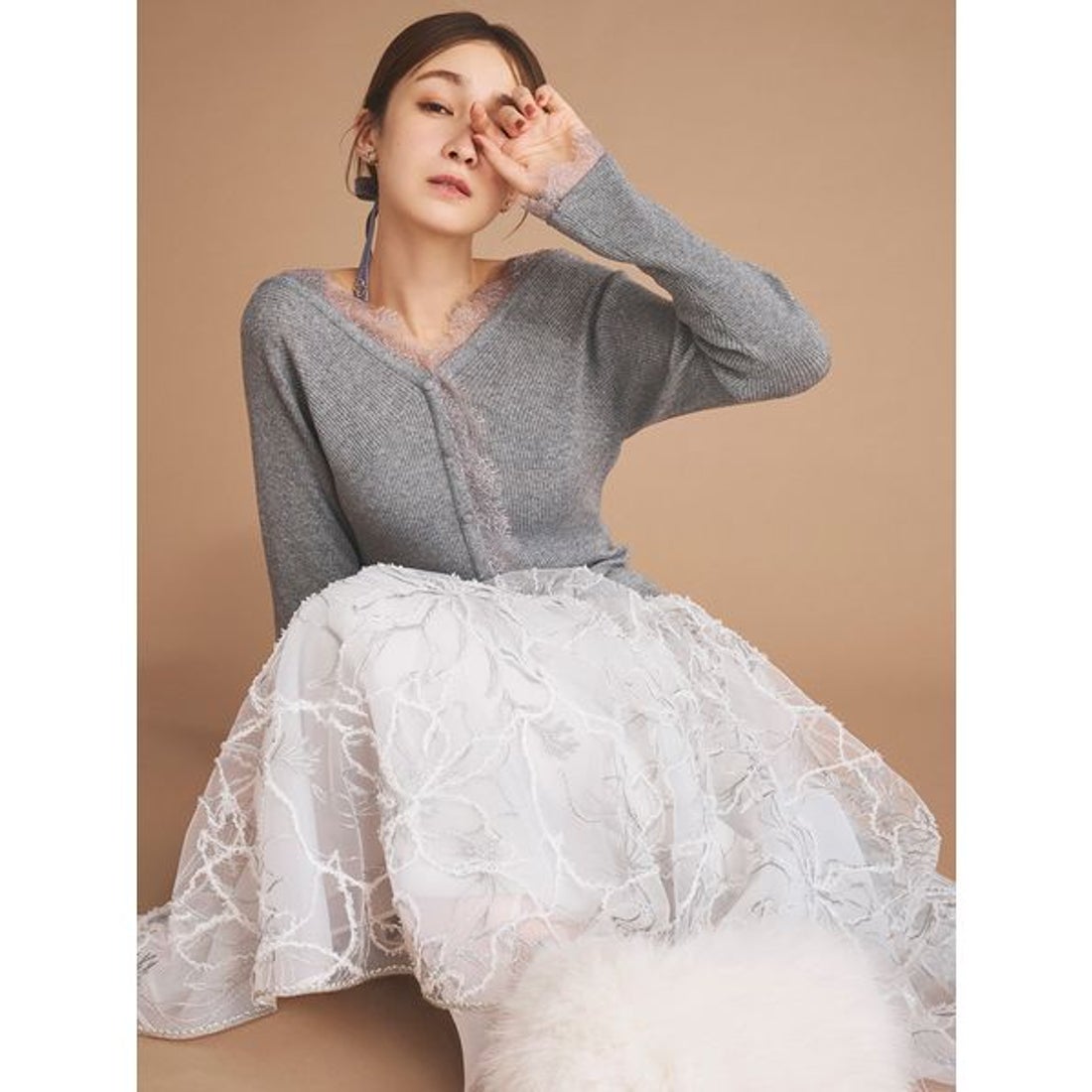 セルフォード CELFORD レーストリムニットプルオーバー （OWHT