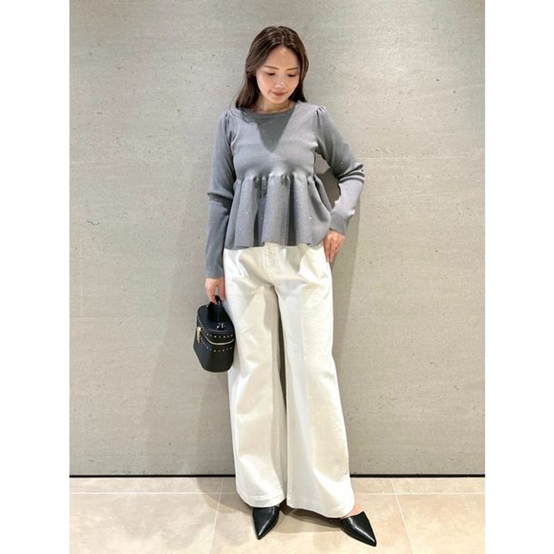 セルフォード CELFORD ホットフィットビジューペプラムニットプル