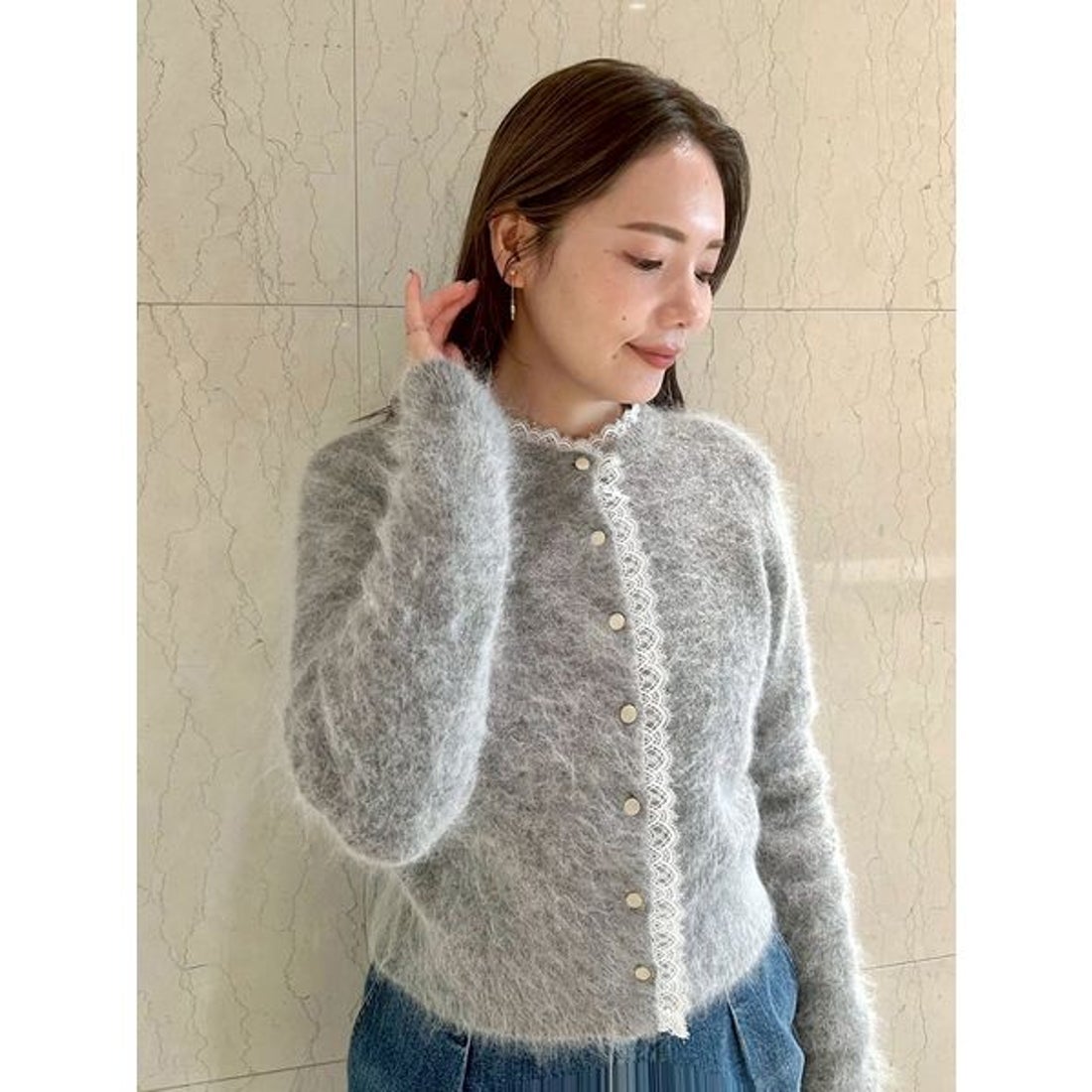 セルフォード CELFORD レーストリミングニットカーディガン （MNT