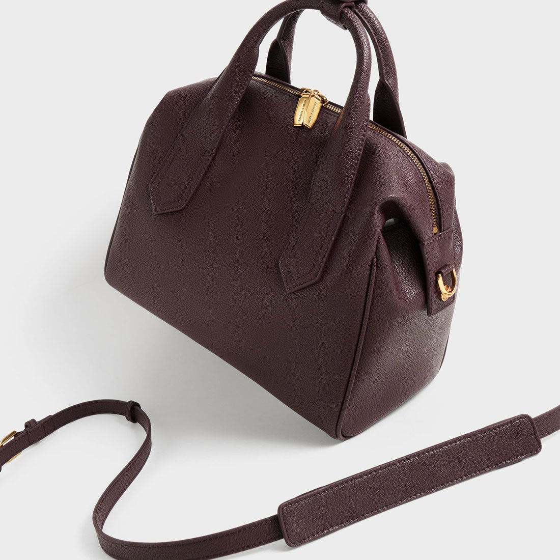 CHARLES & KEITH スローチー ダブルハンドルバッグ （DarkPecan