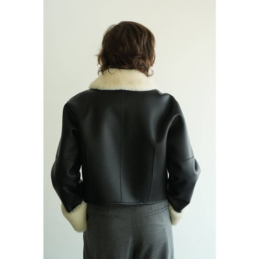 クラネ CLANE VEGAN LEATHER BOA SHORT JACKET （BLACK