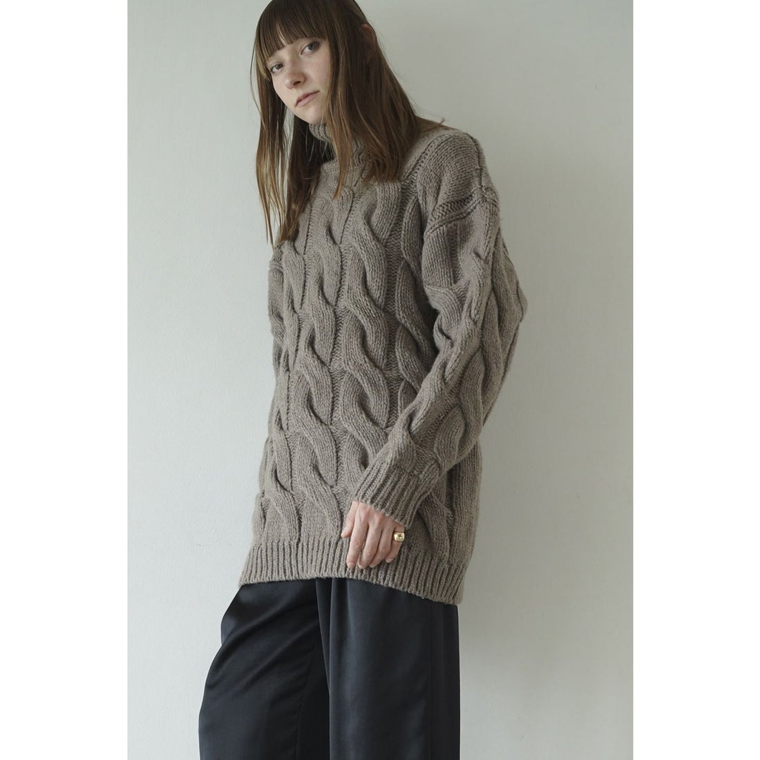 クラネ CLANE BIG CABLE OVER KNIT TOPS （GRAY） - ファッション通販