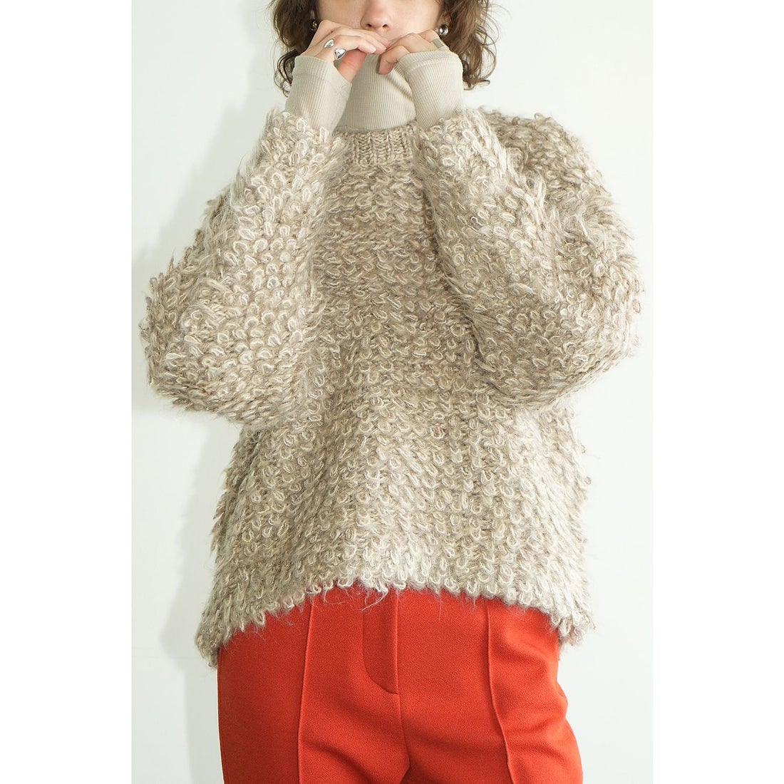 クラネ CLANE MIX LOOP MOHAIR KNIT TOPS （PINK） -アウトレット通販