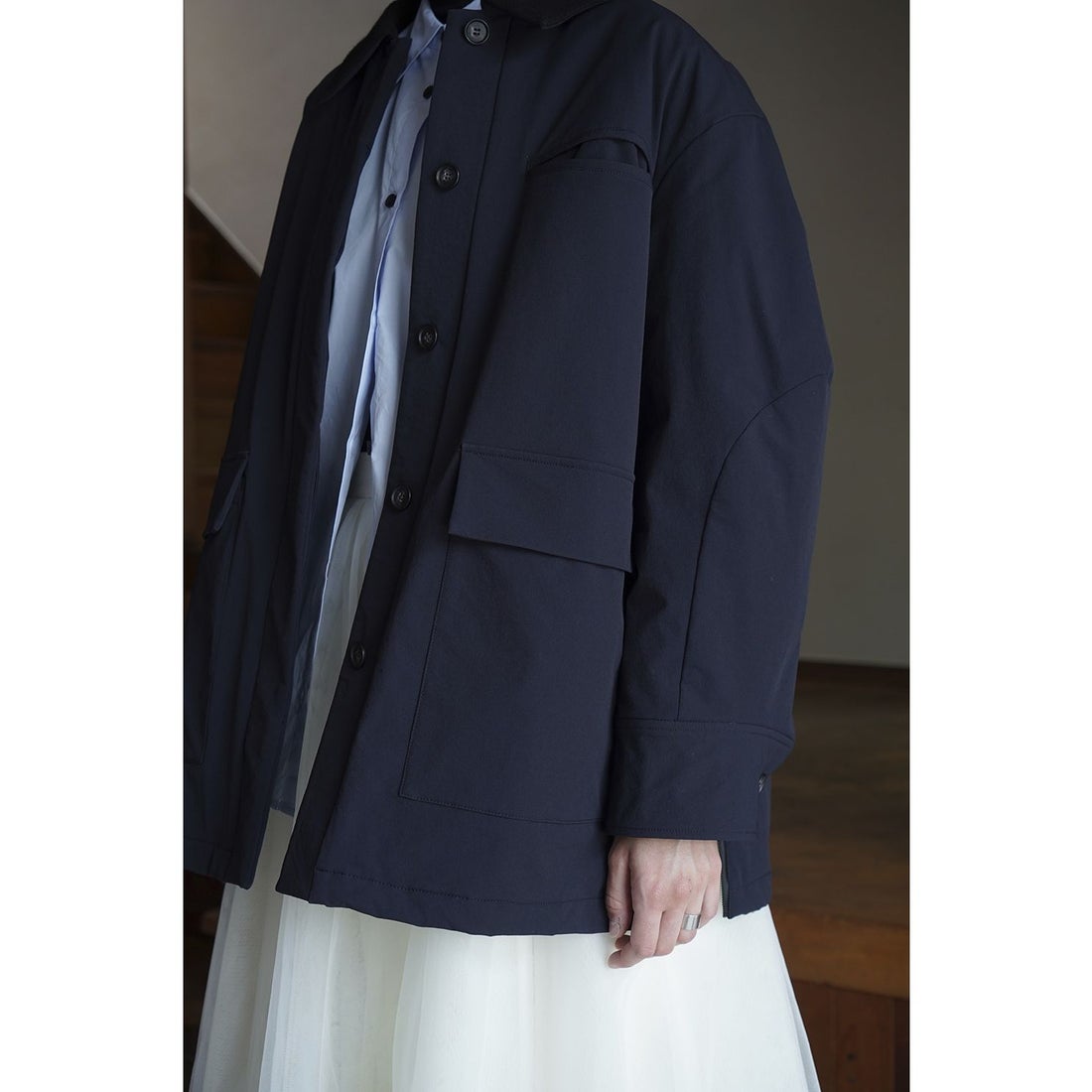 クラネ CLANE OVER QUILTING HUNTING JACKET （NAVY） - ファッション