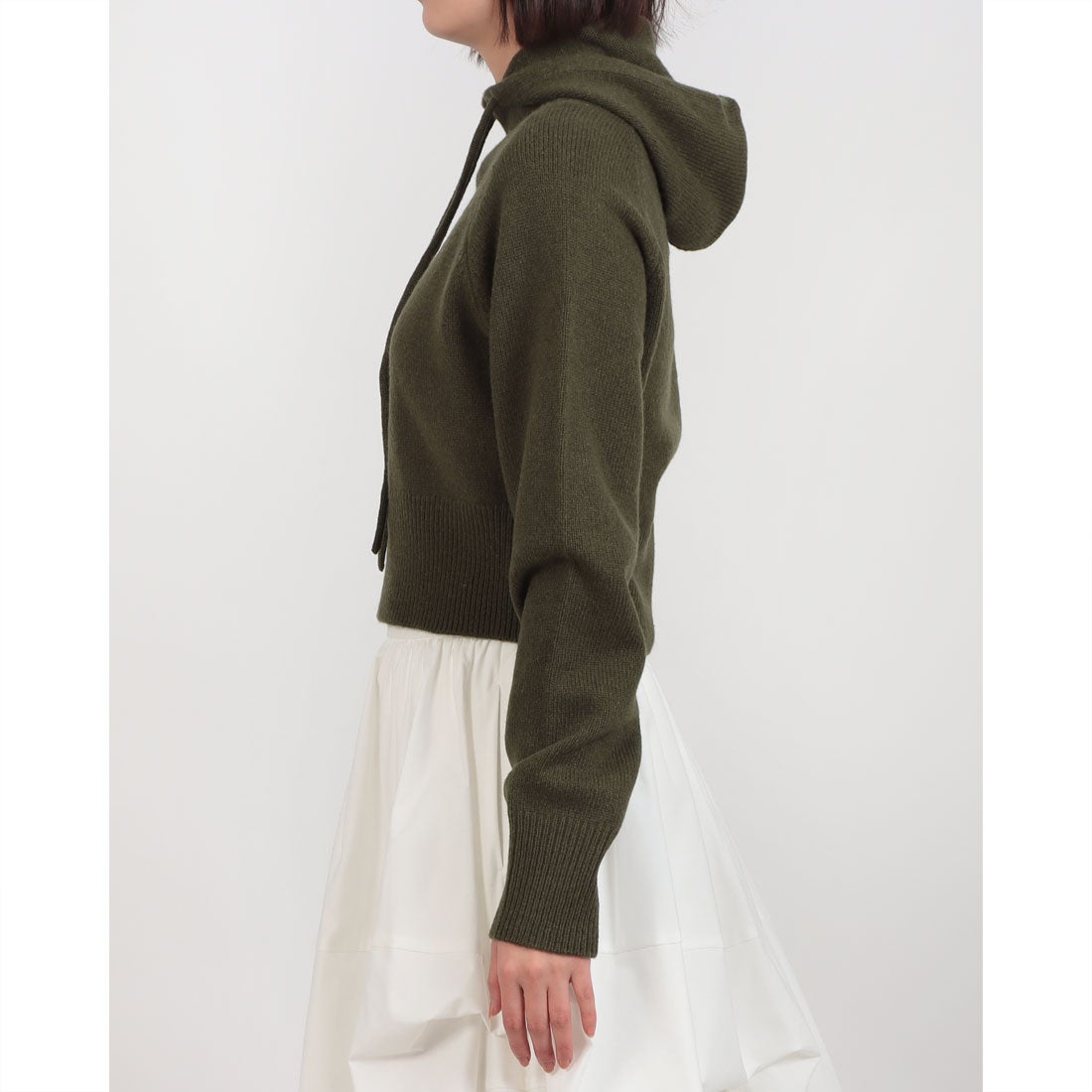 クラネ CLANE SHORT KNIT HOODIE （KHAKI） -靴＆ファッション通販