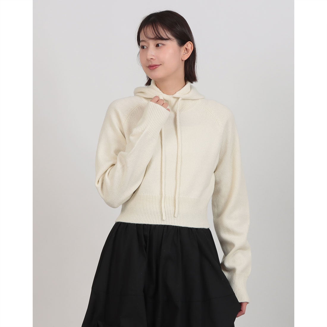 クラネ CLANE SHORT KNIT HOODIE （IVORY） - ファッション通販