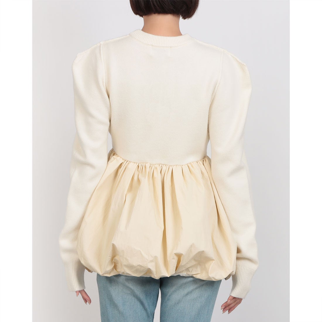 クラネ CLANE DOCKING POWERSHOULDER KNIT TOPS （IVORY