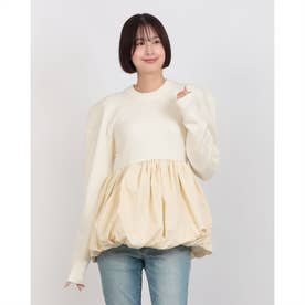 クラネ CLANE DOCKING POWERSHOULDER KNIT TOPS （IVORY