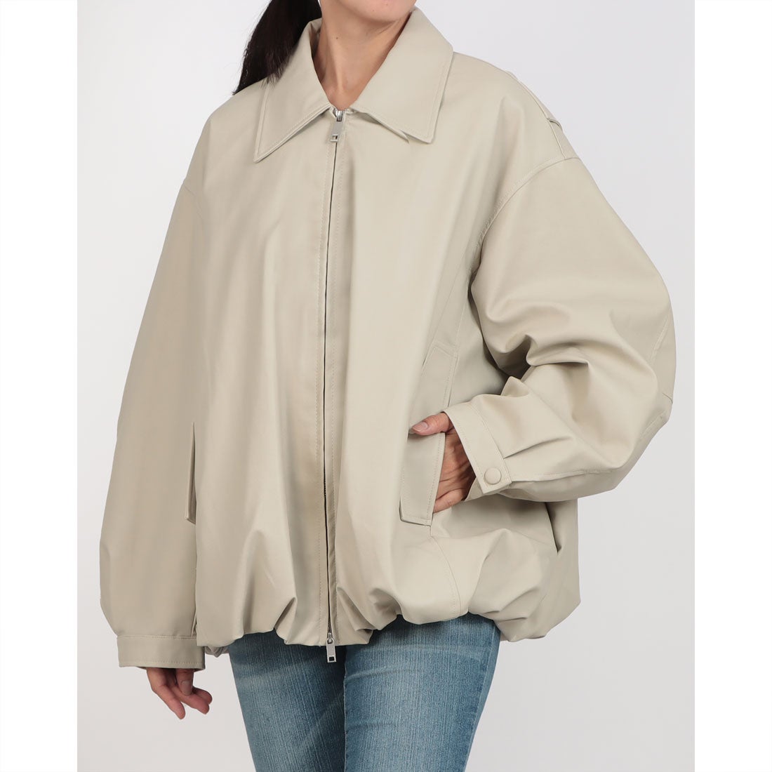 クラネ CLANE FAKE LEATHER BALLOON JACKET （IVORY） - ファッション