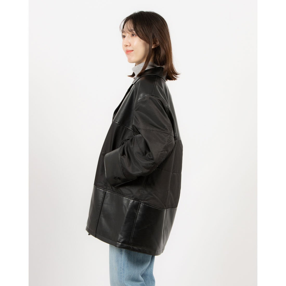 クラネ CLANE VEGAN LEATHER SWITCHING OVER JACKET （BEIGE