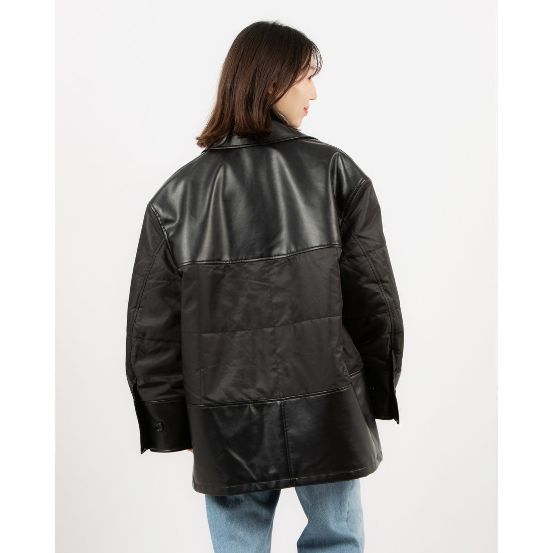 クラネ CLANE VEGAN LEATHER SWITCHING OVER JACKET （BLACK