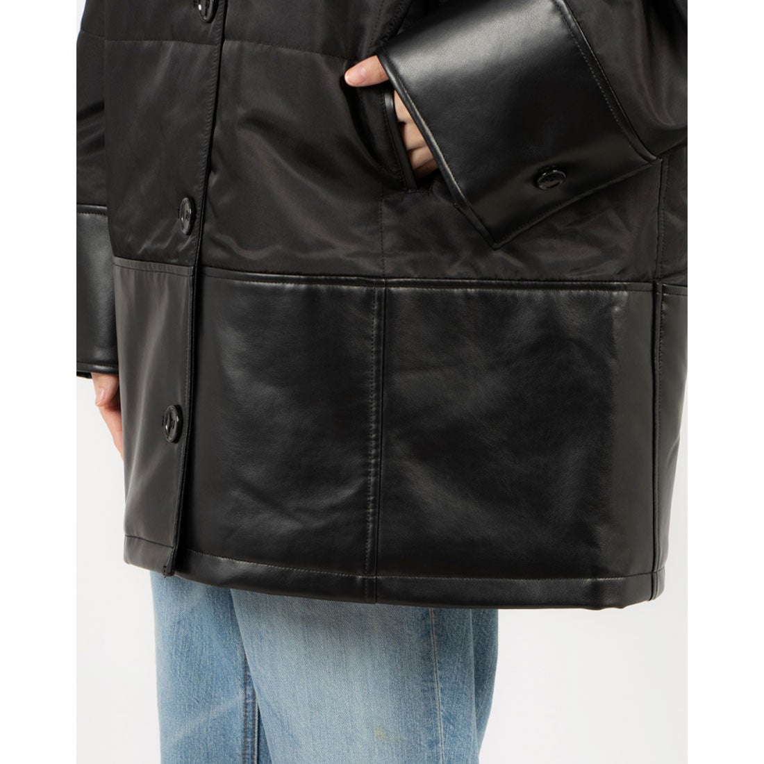 クラネ CLANE VEGAN LEATHER SWITCHING OVER JACKET （BLACK