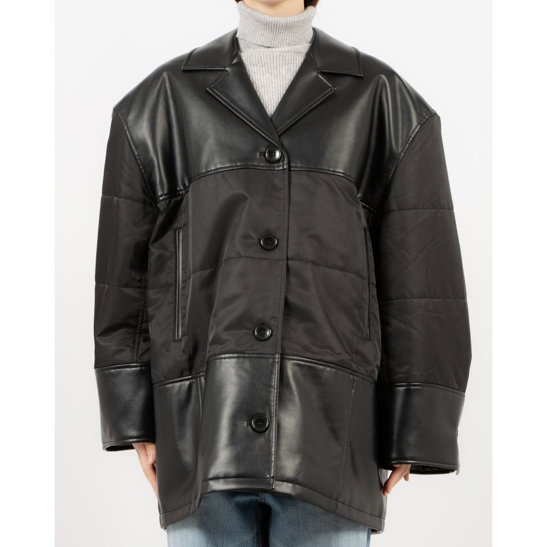 クラネ CLANE VEGAN LEATHER SWITCHING OVER JACKET （BLACK