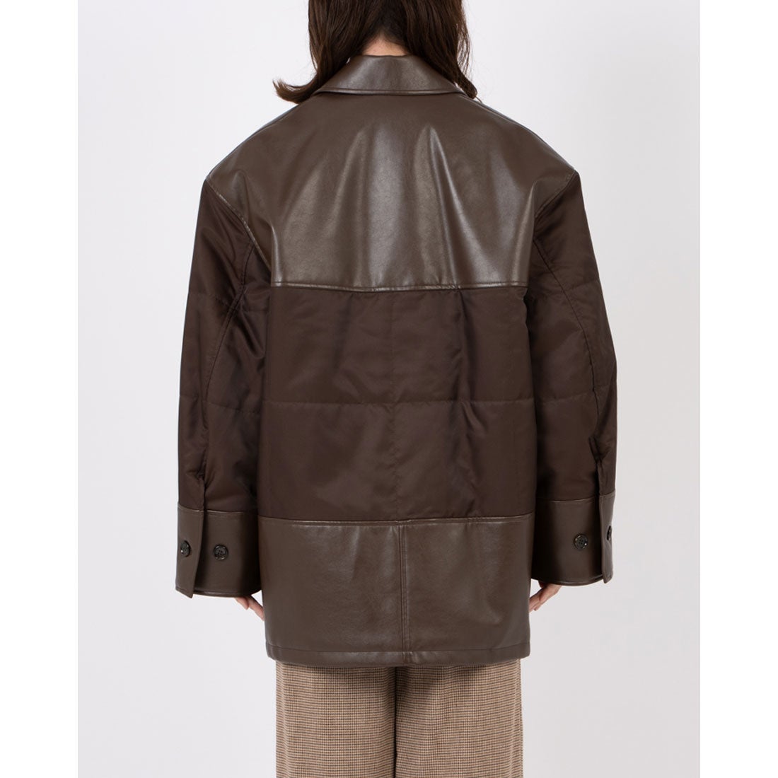 クラネ CLANE VEGAN LEATHER SWITCHING OVER JACKET （BROWN