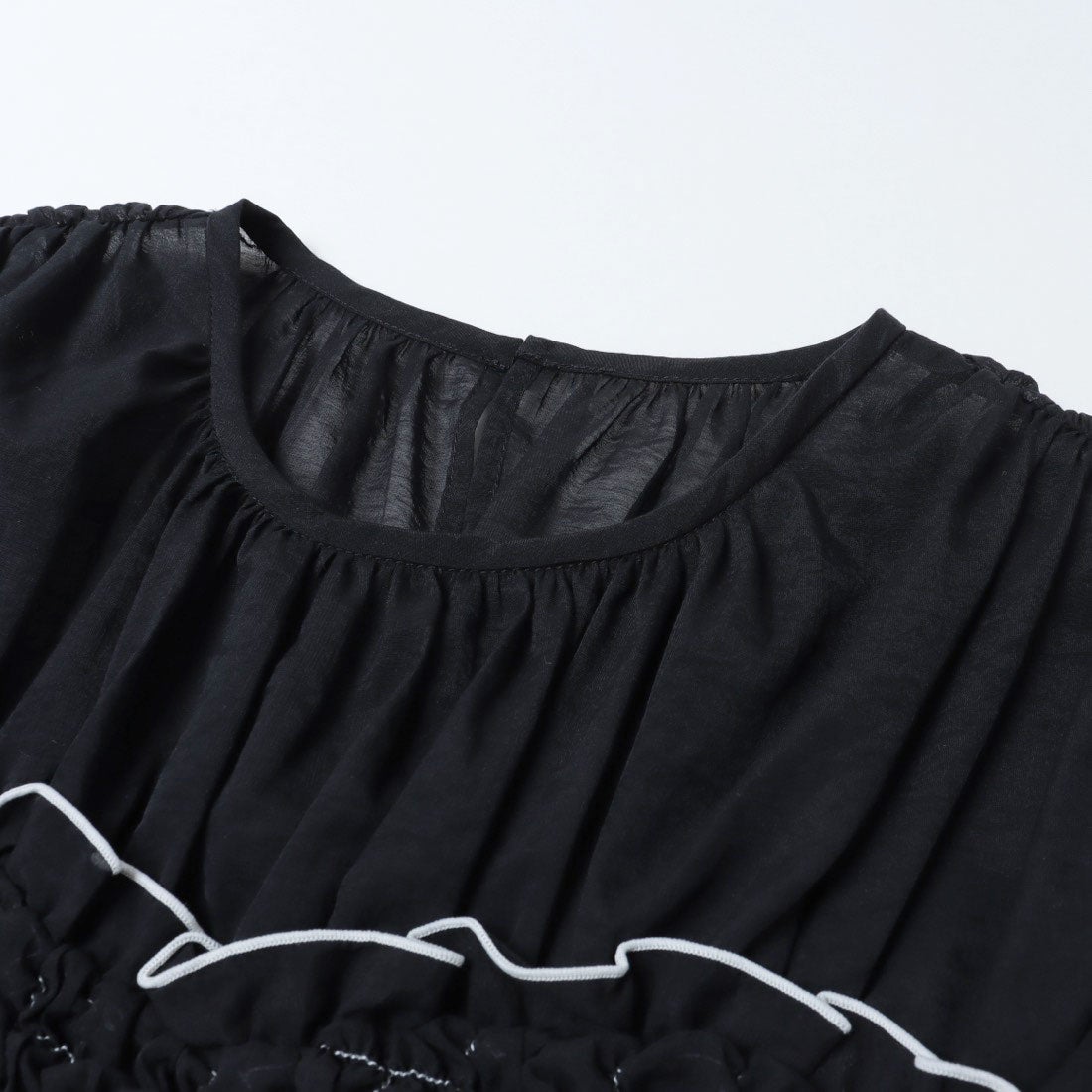 クラネ CLANE COLOR STITCHED SHIRRING TOPS （BLACK） - ファッション