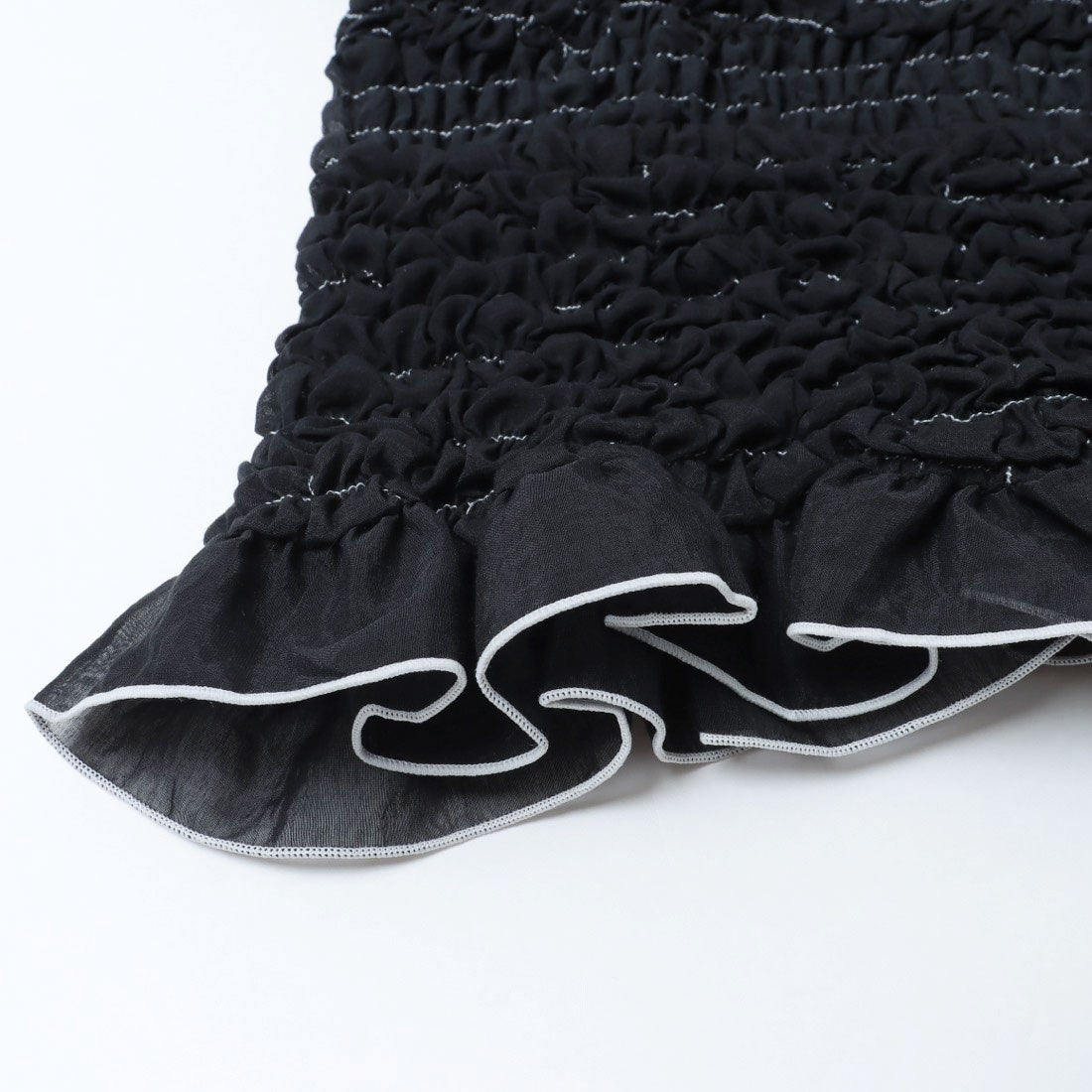 クラネ CLANE COLOR STITCHED SHIRRING TOPS （BLACK） - ファッション