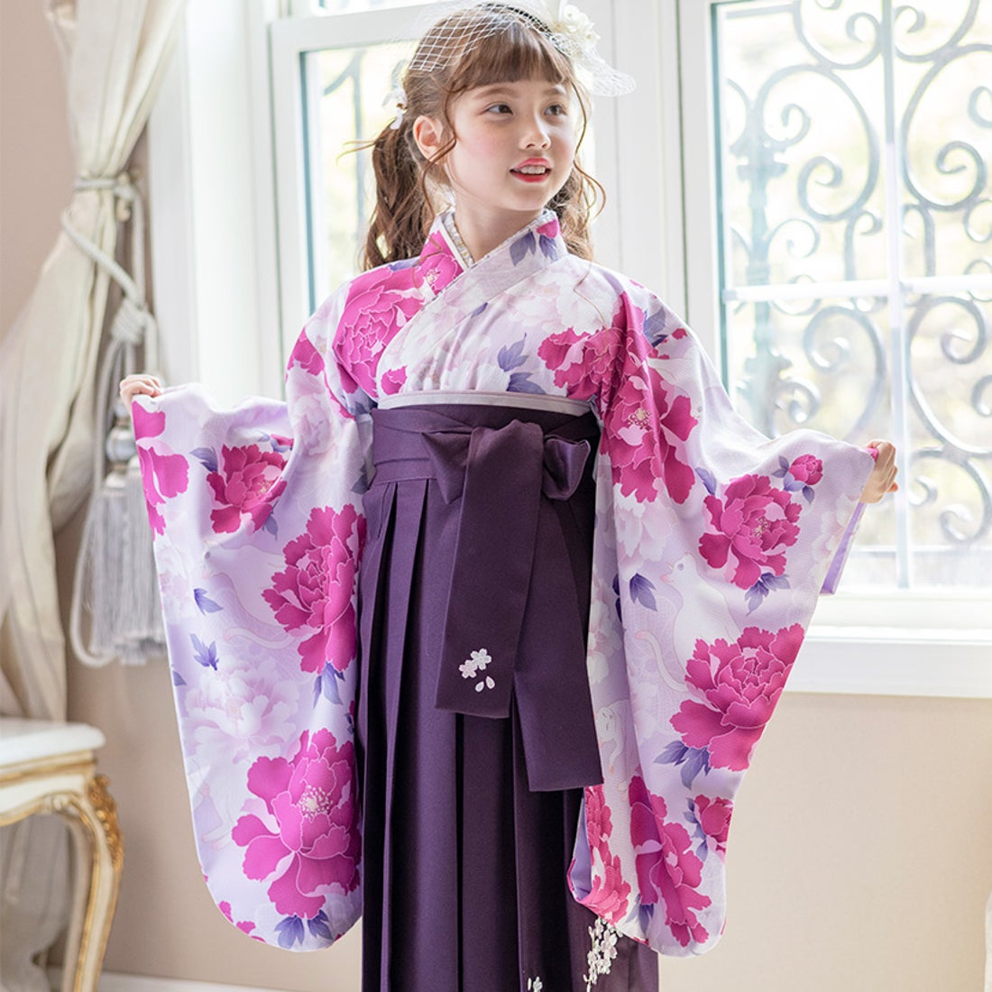 キャサリンコテージ Catherine Cottage 簡単着付けの袴セット （猫と