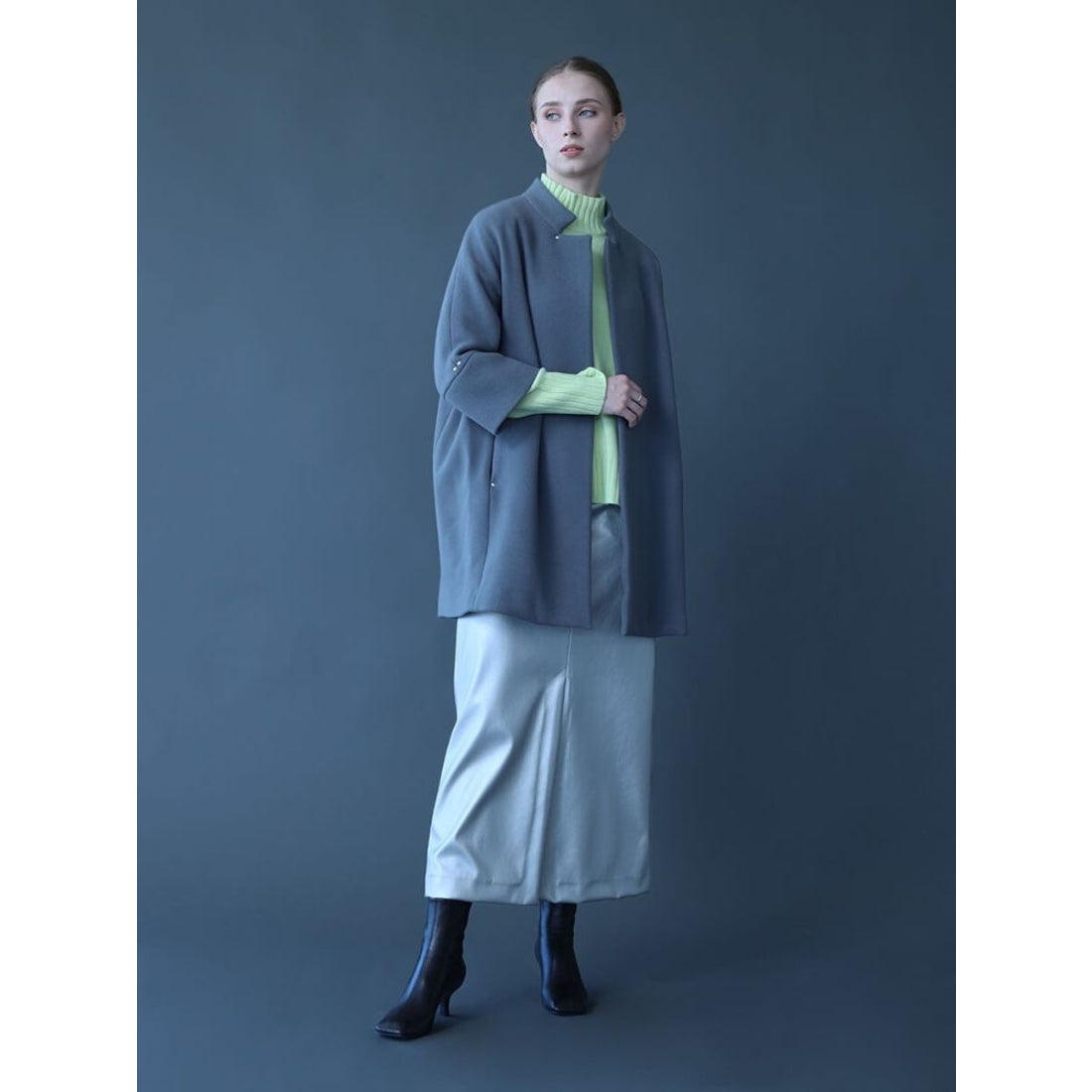 アーガ Aga ダブルメルトンコクーンコート （スカイブルー