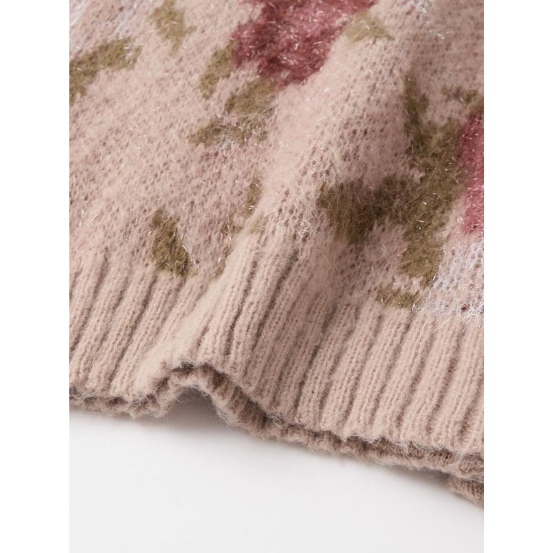 アンプル Ample フラワーラメニットカーディガン （グレー