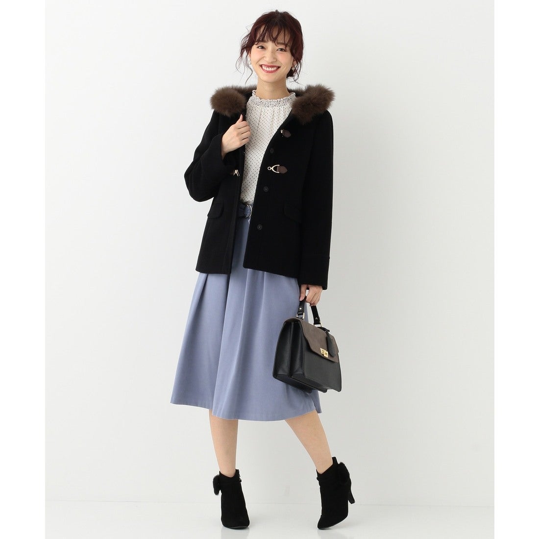 ANY SIS 【2WAY】カシウールモッサ ショート ダッフルコート （ライト