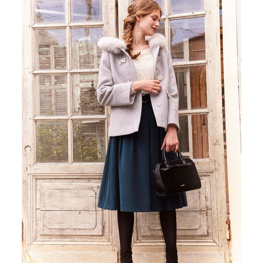 ANY SIS 【2WAY】カシウールモッサ ショート ダッフルコート （ライト