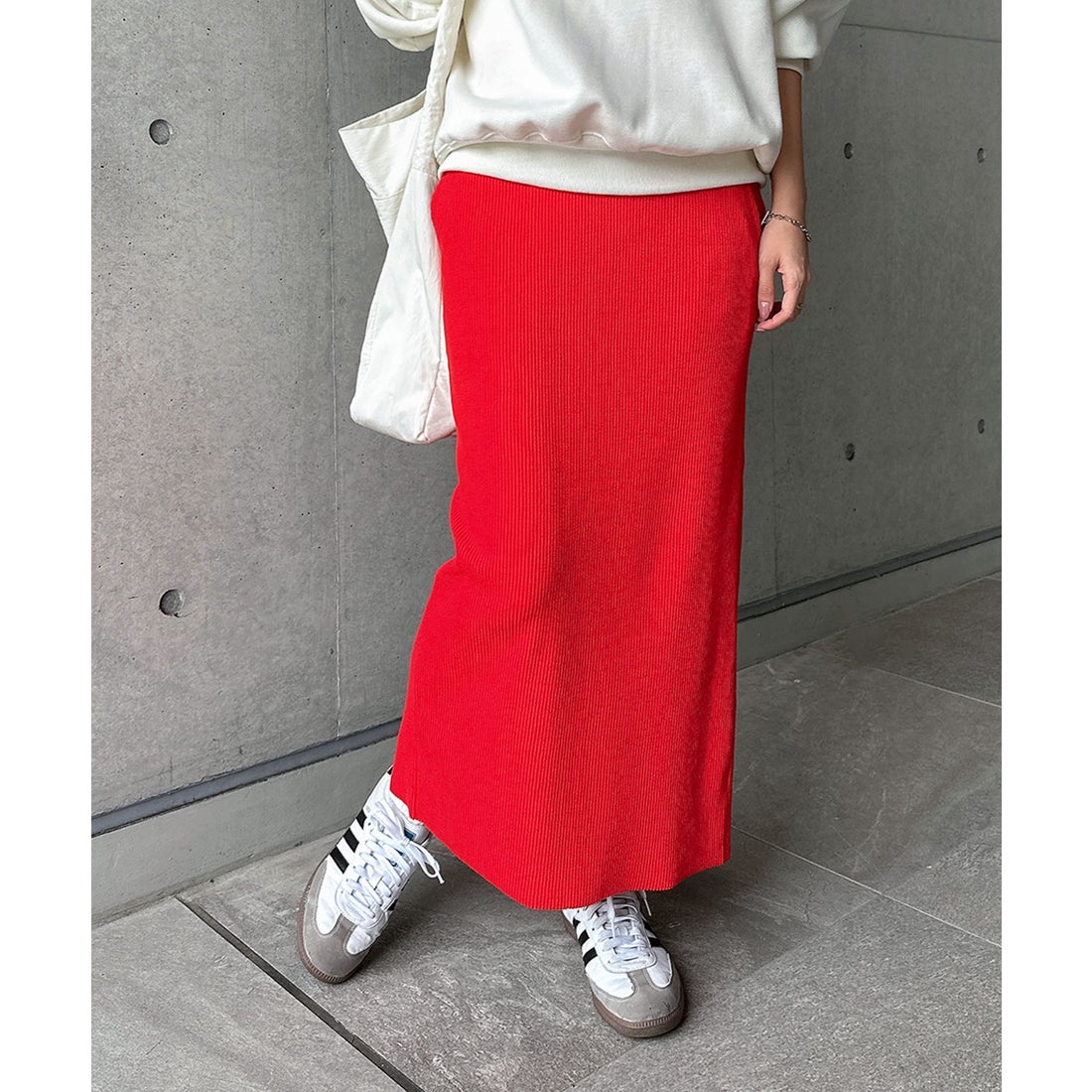 アンドミー andme セルフカットリブタイトスカート ウエストゴム