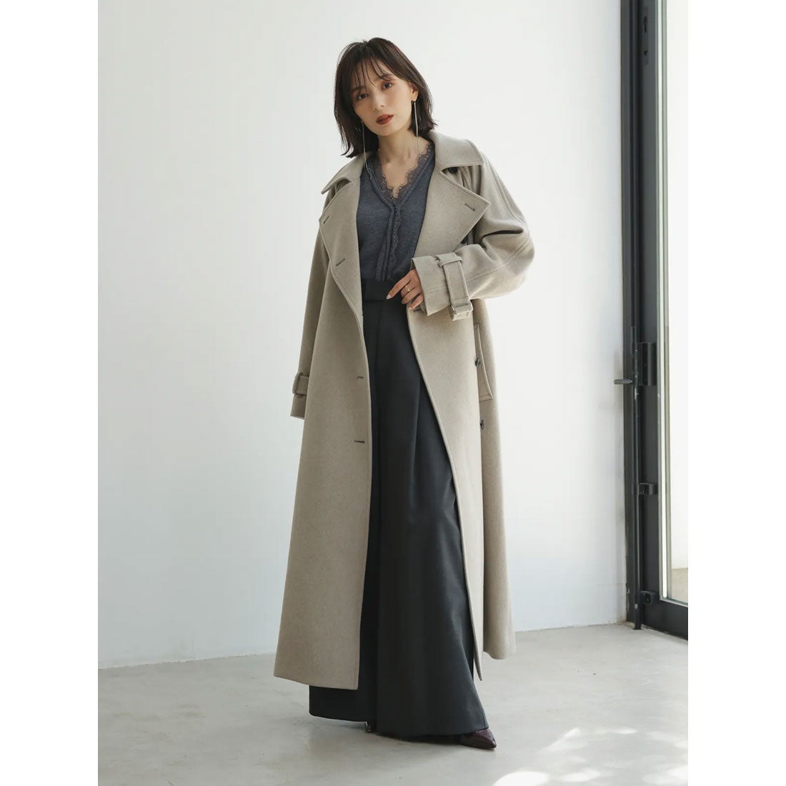 アニュアンス anuans ウールトレンチコート （GREY BEIGE