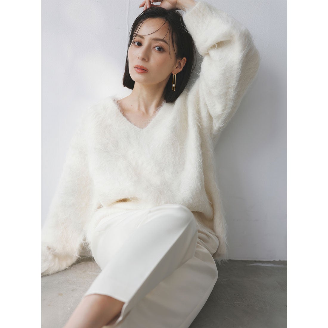 アニュアンス anuans *スーリーアルパカニットプルオーバー （IVORY