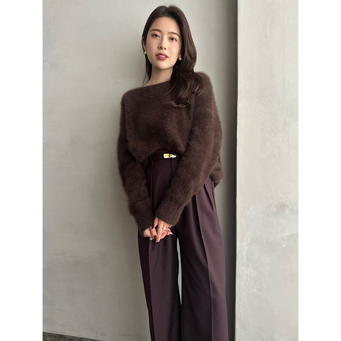 アニュアンス anuans ラクーンボートネックニットプルオーバー