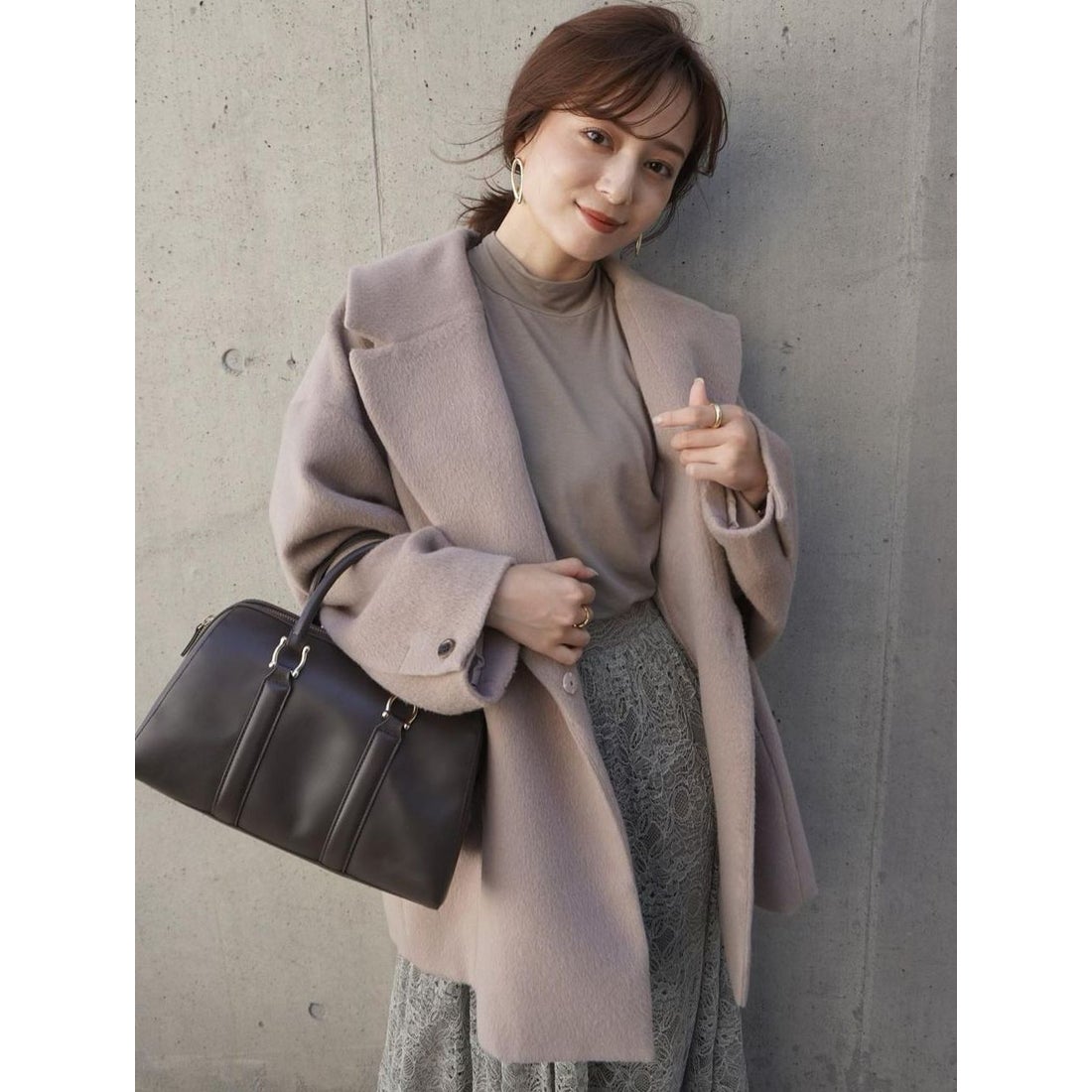 アニュアンス anuans シャギービッグカラーコート （BEIGE） -靴