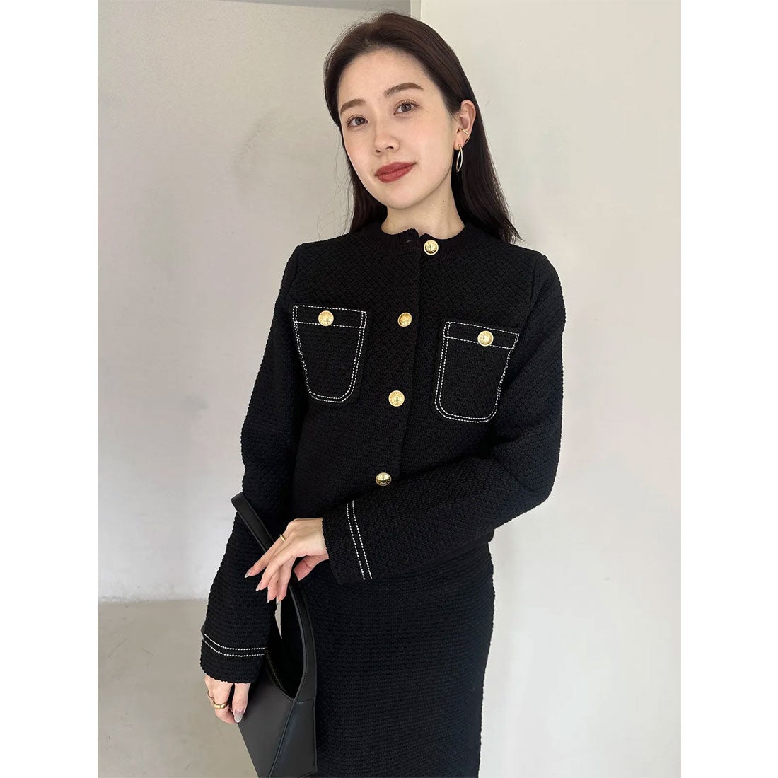 アニュアンス anuans ペンシルニットスカート （BLACK