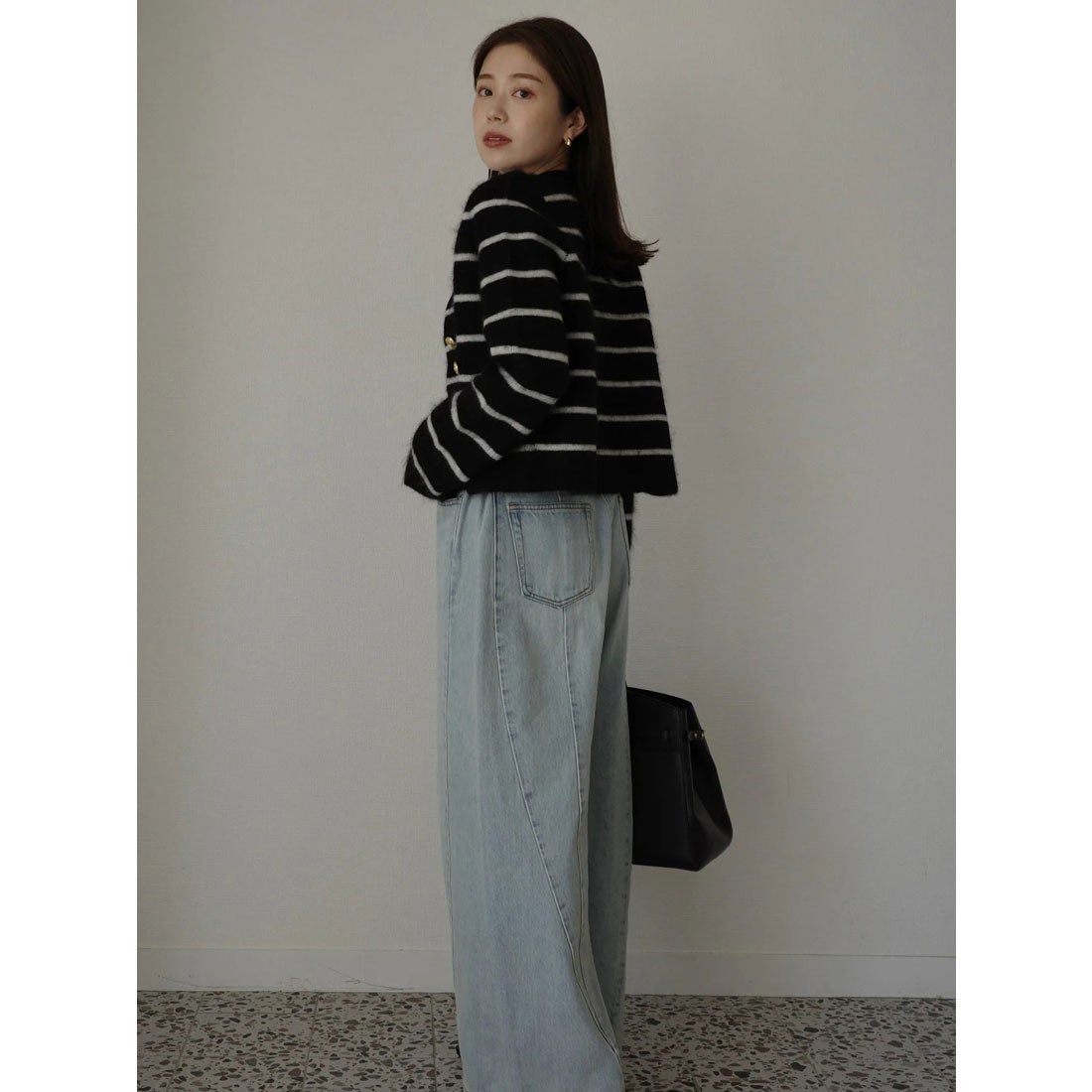 アニュアンス anuans カシミヤブレンドノーカラーニットジャケット