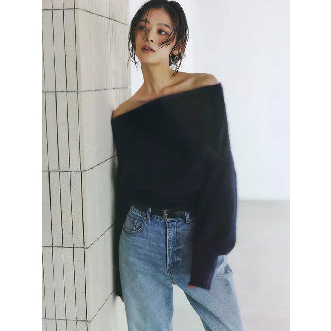 アニュアンス anuans ラクーンフォックスオフショルニットプルオーバー