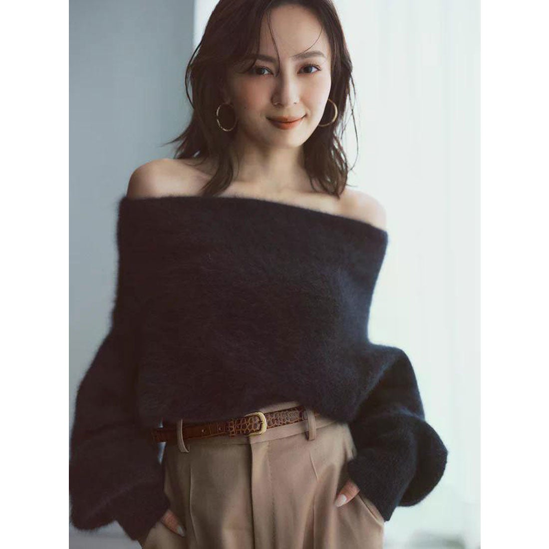 アニュアンス anuans ラクーンフォックスオフショルニットプルオーバー