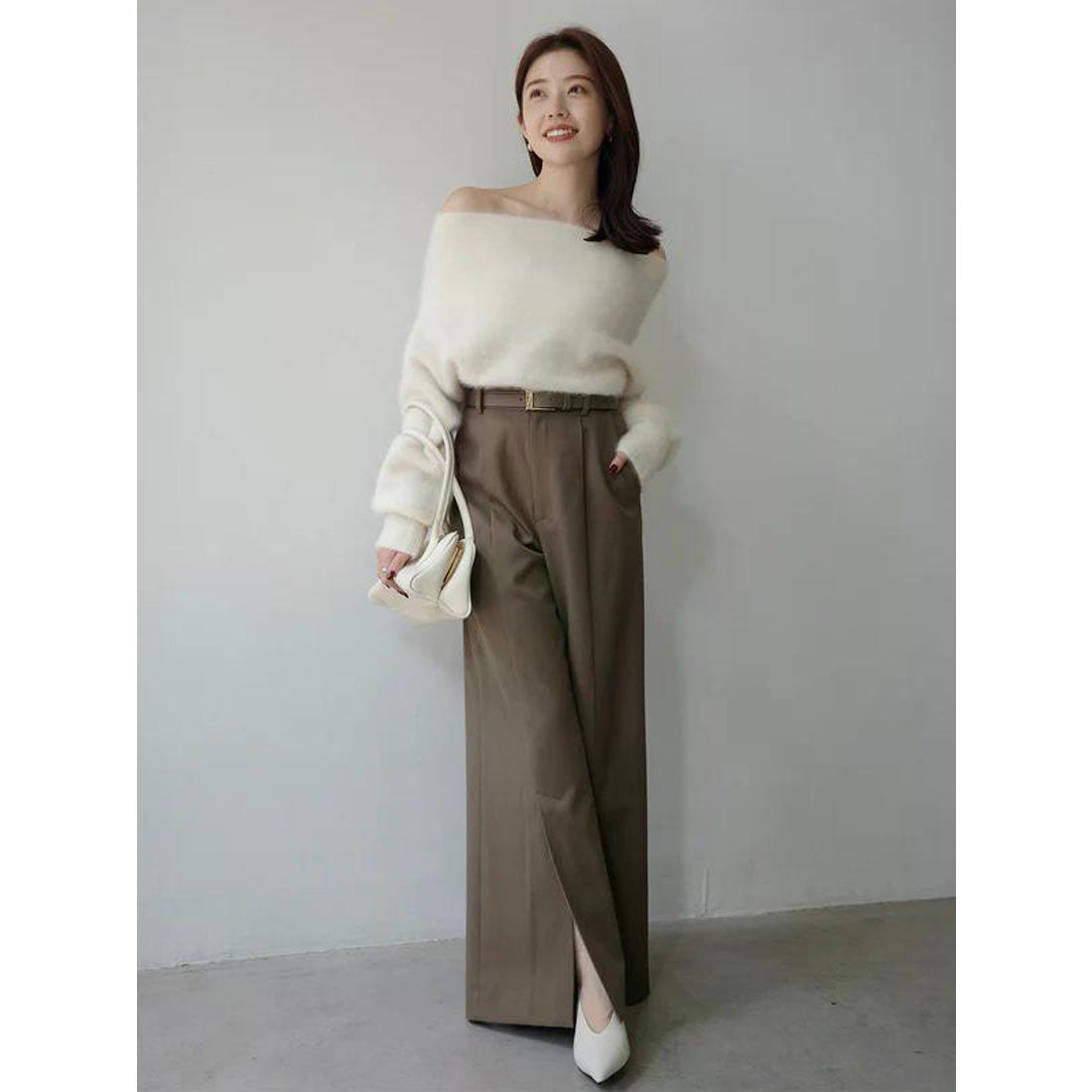 アニュアンス anuans ラクーンフォックスオフショルニットプルオーバー