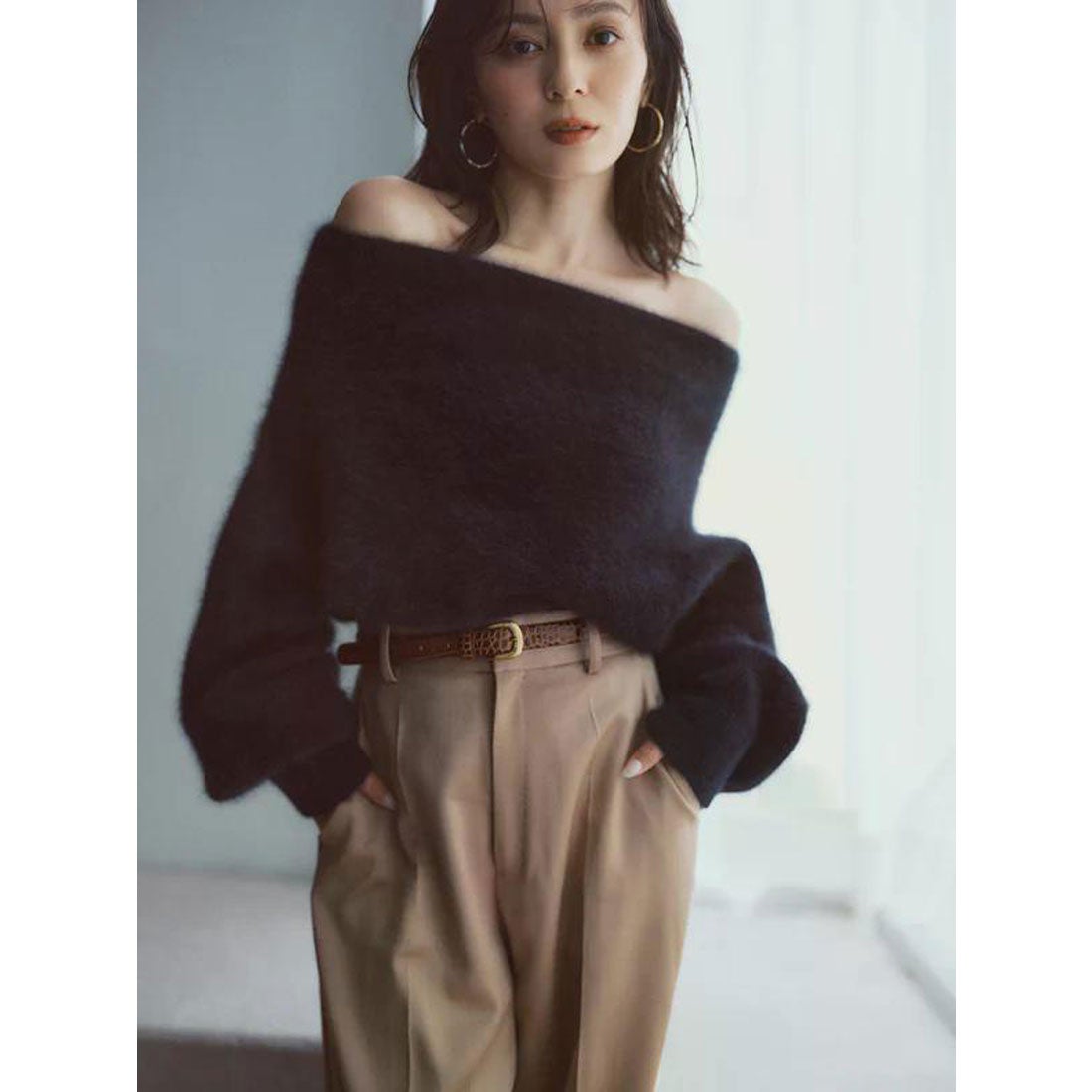 アニュアンス anuans ラクーンフォックスオフショルニットプルオーバー