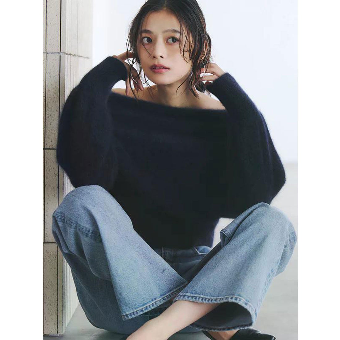 アニュアンス anuans ラクーンフォックスオフショルニットプルオーバー