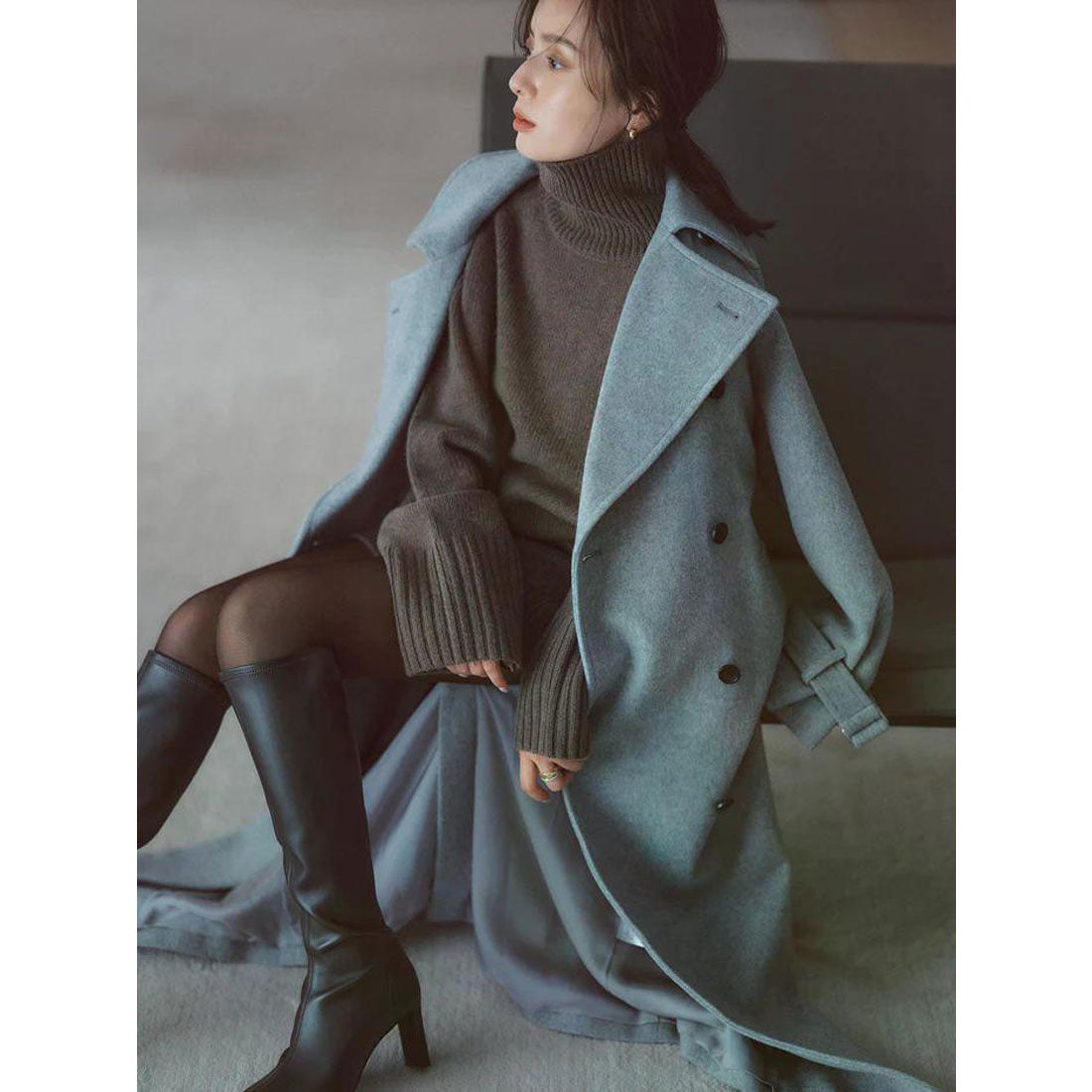 アニュアンス anuans HAMILTONウールカシミヤタートルネックプル