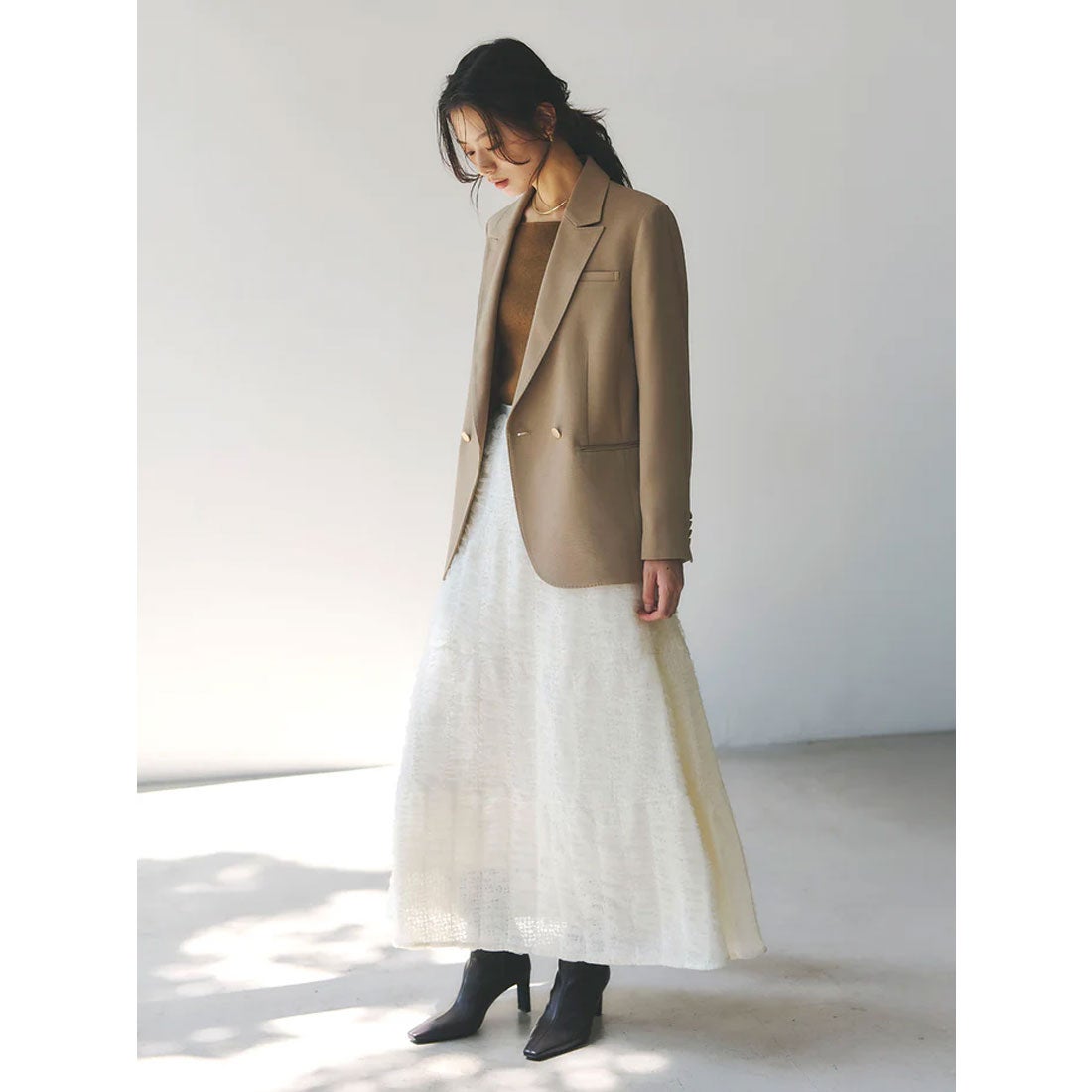 アニュアンス anuans シルクカシミアブレンドボートネックニット